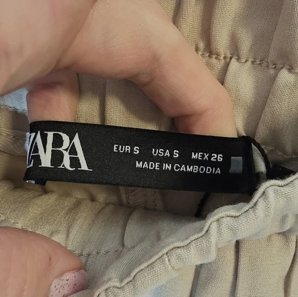 Zara Khaki Satin Cropped Trousers Women's Size Small NWT - Picture 6 of 12